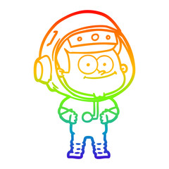 rainbow gradient line drawing happy astronaut cartoon