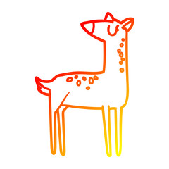 warm gradient line drawing cartoon deer
