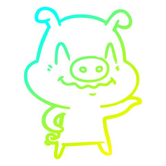 cold gradient line drawing nervous cartoon pig