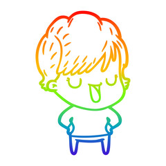 rainbow gradient line drawing cartoon woman talking