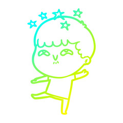 cold gradient line drawing cartoon amazed boy