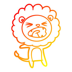warm gradient line drawing cartoon lion