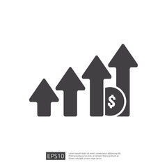 income salary dollar rate increase statistic. business profit growth margin revenue. Finance performance of return on investment ROI concept with arrow. cost sale icon flat style vector illustration
