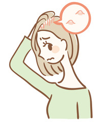 頭皮にニキビができた女性のイラスト