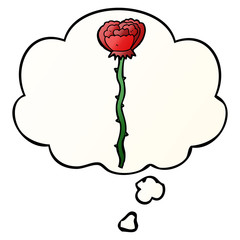 cartoon flower and thought bubble in smooth gradient style