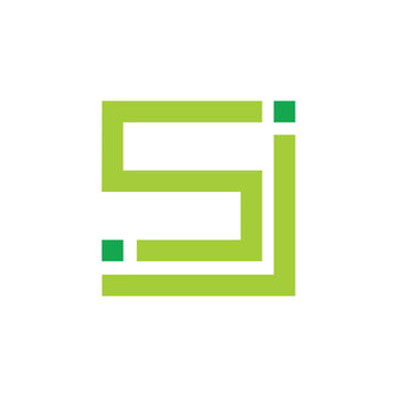 letters sj geometric line simple logo vector