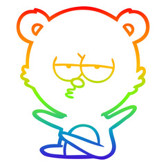 rainbow gradient line drawing bored bear cartoon