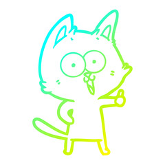 cold gradient line drawing funny cartoon cat