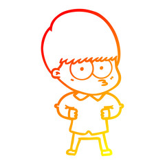 warm gradient line drawing curious cartoon boy