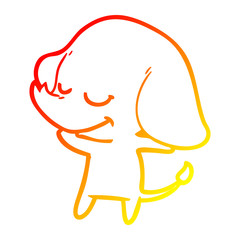 warm gradient line drawing cartoon smiling elephant