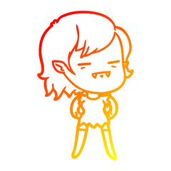 warm gradient line drawing cartoon undead vampire girl