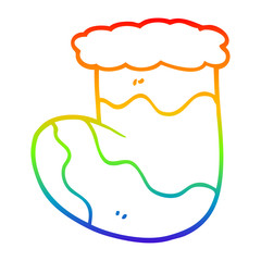 rainbow gradient line drawing cartoon christmas stocking