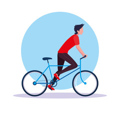 young man riding bike avatar character