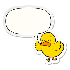 cartoon duck and speech bubble sticker
