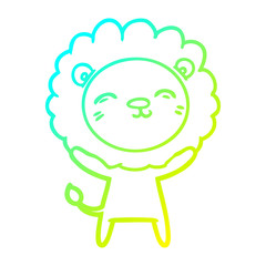 cold gradient line drawing cartoon lion