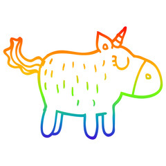 rainbow gradient line drawing cartoon cute unicorn
