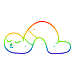 rainbow gradient line drawing cartoon worm