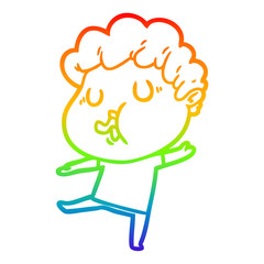 rainbow gradient line drawing cartoon man singing