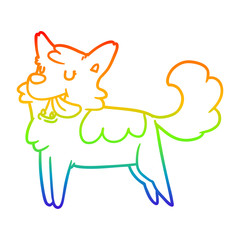 rainbow gradient line drawing cartoon happy dog