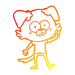 Obraz premium warm gradient line drawing nervous dog in t shirt