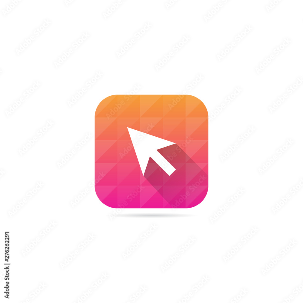 Poster modern arrow cursor icon with long shadow