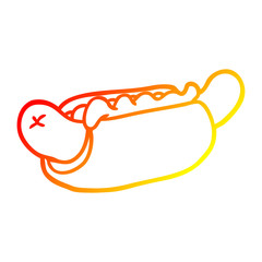 warm gradient line drawing fresh tasty hot dog