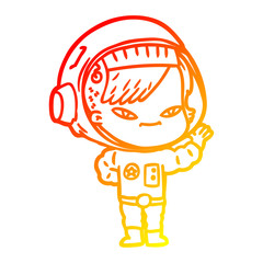 warm gradient line drawing cartoon astronaut woman