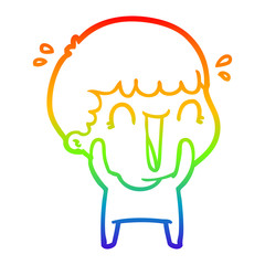 rainbow gradient line drawing laughing cartoon man