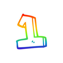 rainbow gradient line drawing cartoon number 1