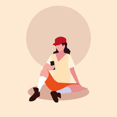 young man sitting using smartphone device