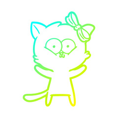cold gradient line drawing cartoon cat
