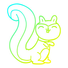 cold gradient line drawing cartoon happy squirrel