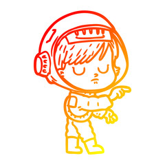 warm gradient line drawing cartoon astronaut woman