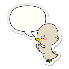 cute cartoon duckling and speech bubble sticker