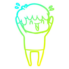 cold gradient line drawing cartoon laughing boy