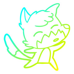 cold gradient line drawing cartoon fox