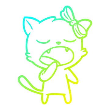 recommend clip art: cold gradient line drawing cartoon yawning cat