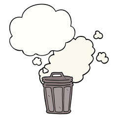 cartoon stinky garbage can and thought bubble