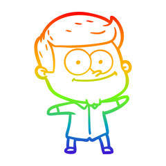 rainbow gradient line drawing cartoon happy man