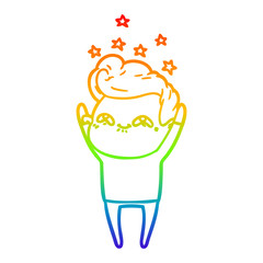 rainbow gradient line drawing cartoon excited man