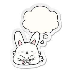 cartoon rabbit and thought bubble as a printed sticker