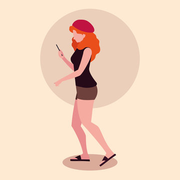 young woman using smartphone device