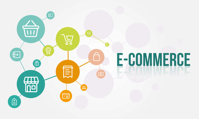 E-commerce background vector, icon, shop illustration, gradient background