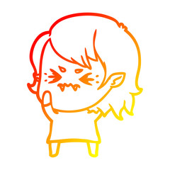 warm gradient line drawing annoyed cartoon vampire girl