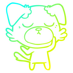 Fototapeta premium cold gradient line drawing cute cartoon dog