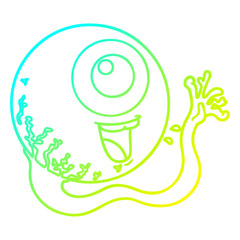 cold gradient line drawing cartoon eyeball laughing