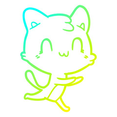 cold gradient line drawing cartoon happy cat
