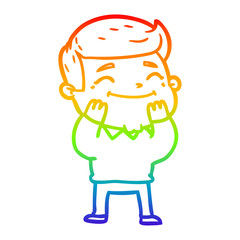 rainbow gradient line drawing happy cartoon man