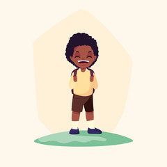 cute little student boy afro avatar character