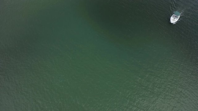 Above view of motor yacht in the sea,4k drone video